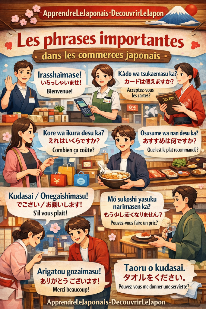 phrases types dans les commerces au Japon